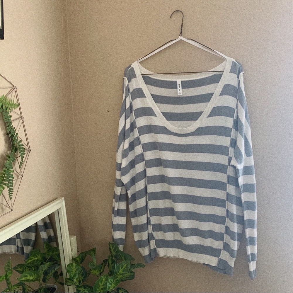 RVCA Striped Boyfriend Exposed Hem Oversized Top